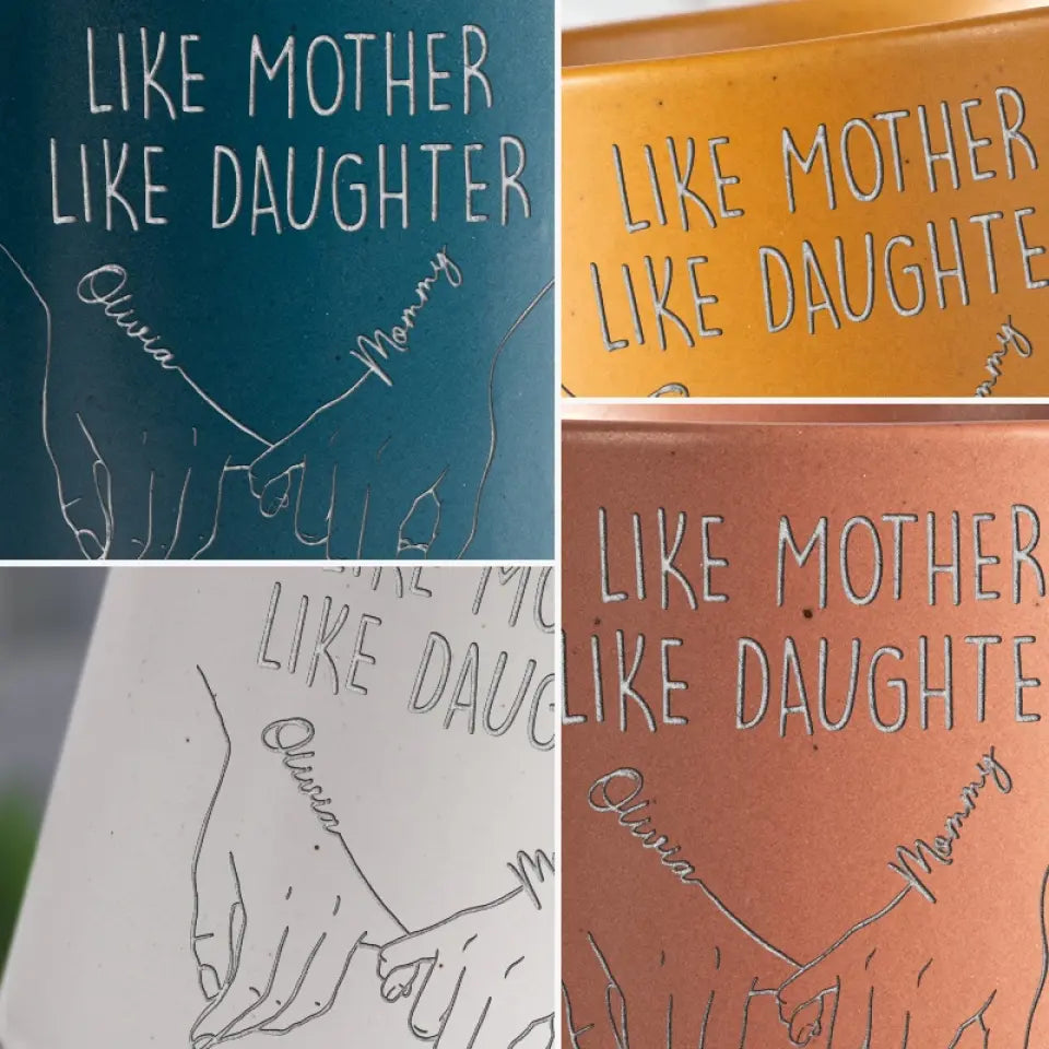 Gobanus Like Mother Like Daughter - Family Personalized Custom Pottery Mug - Gift For Mom, Grandma