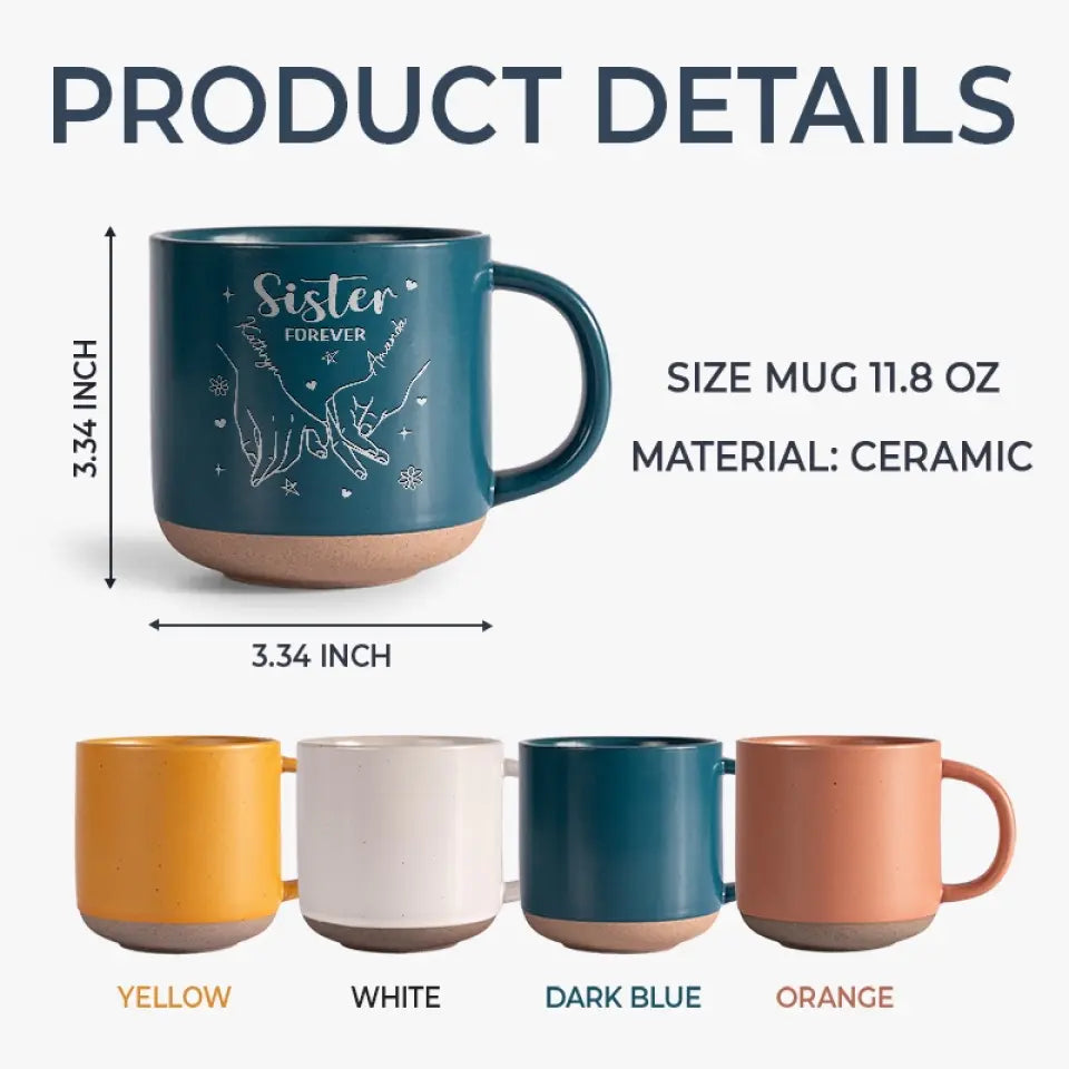 Gobanus Bestie Forever - Personalized Custom Pottery Mug - Gift For Best Friends, BFF, Sisters