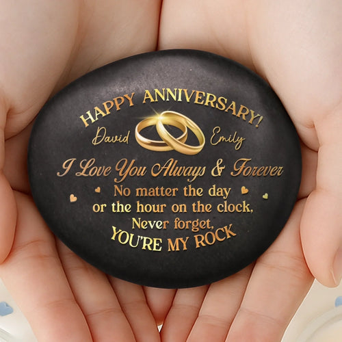 Gobanus Custom Printed Rock – Personalized Anniversary Gift for Husband & Wife, Wedding Keepsake for Him & Her
